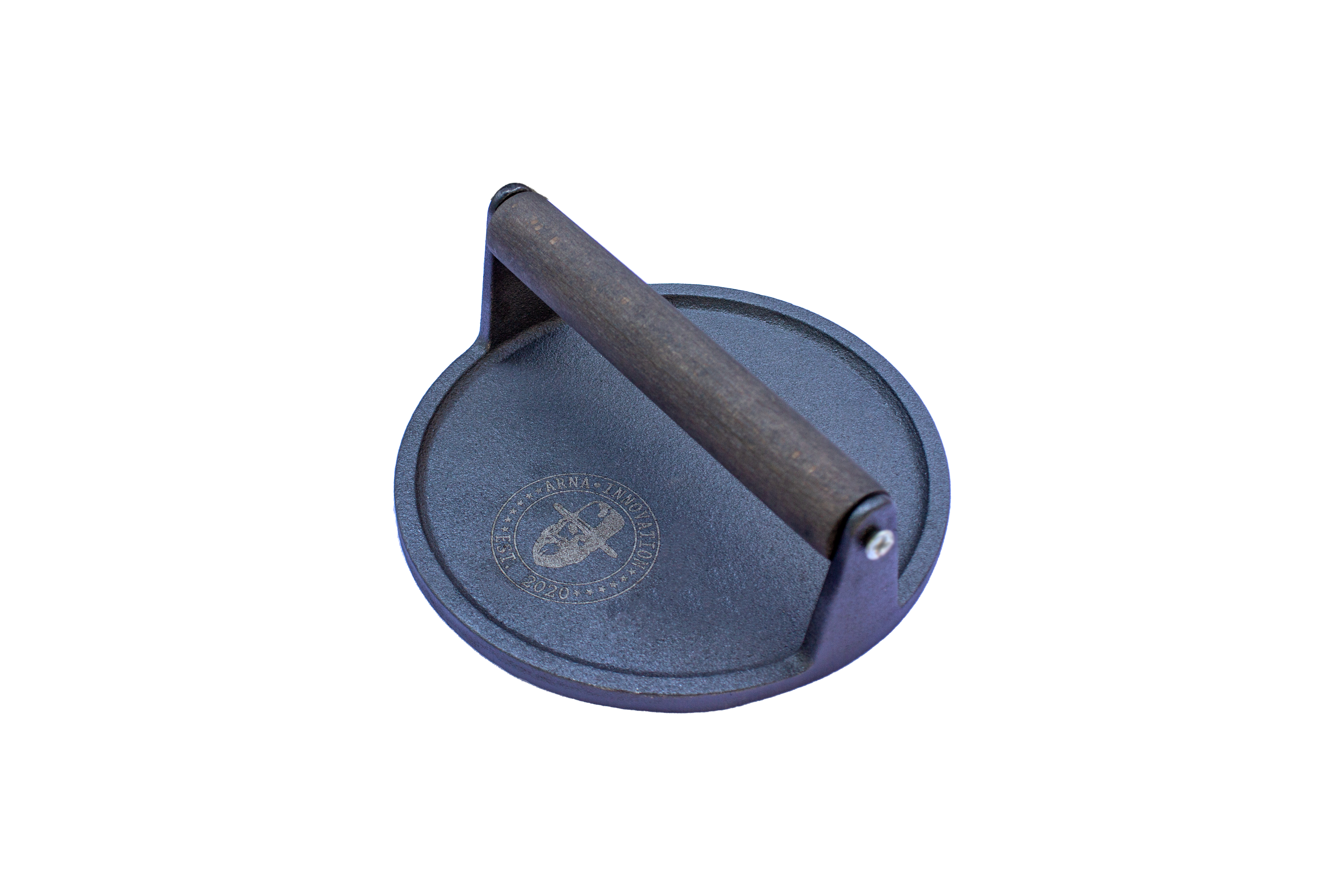 ARNA INNOVATION 7" Cast Iron Smash Burger Press Achieve the ultimate steakhouse-style crust with the ARNA 7" Cast Iron Smash Burger Press. Engineered with heavy-duty weight for flawless searing, crisp edges, and restaurant-quality smash burgers at home.